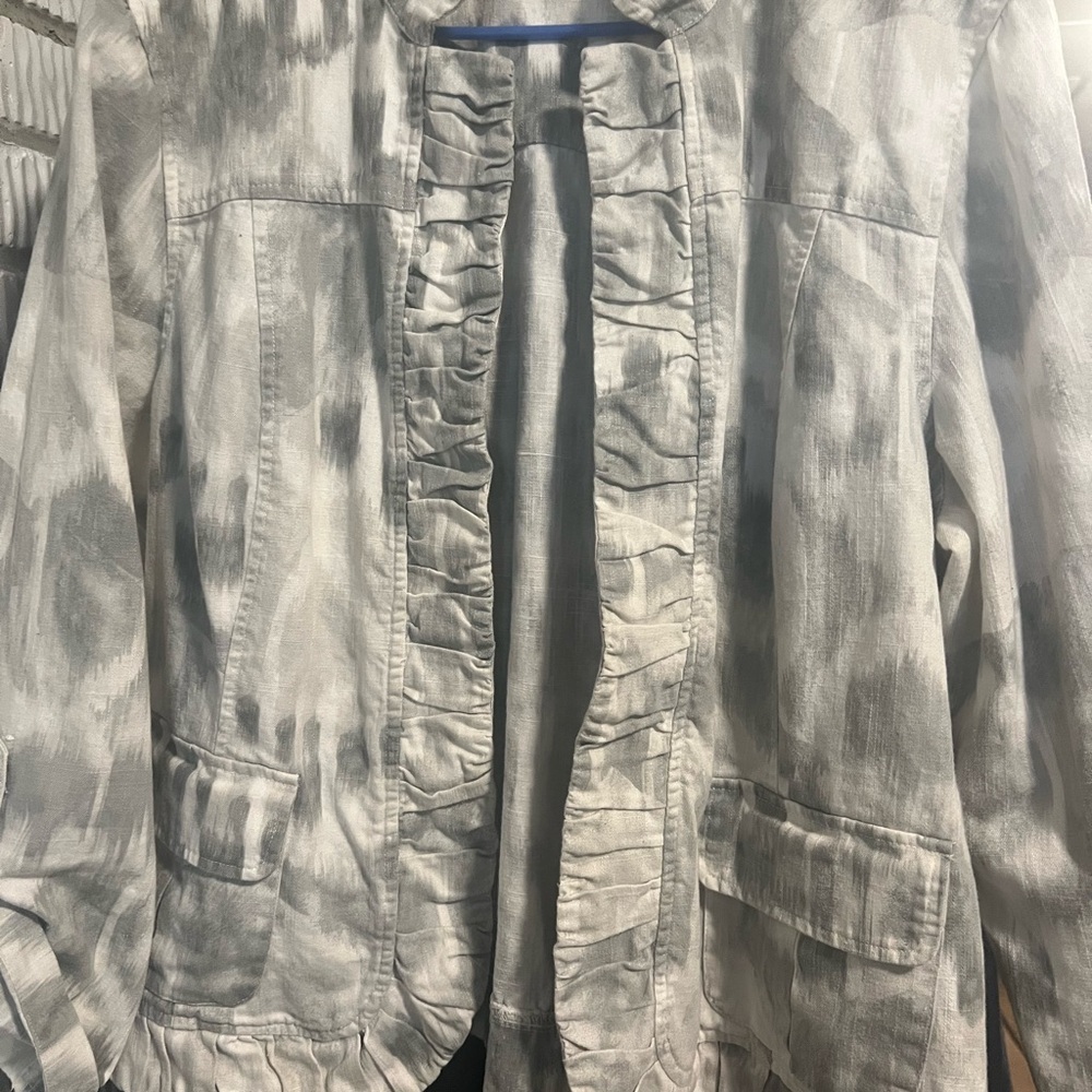 Chico's Gray Patterned Jean Jacket - Picture 5 of 5